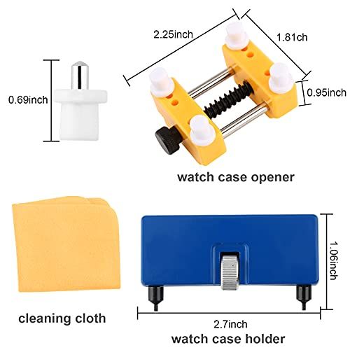 Shows all the tools and accessories included in the watch repair kit to help shoppers understand what they will receive with their purchase.
