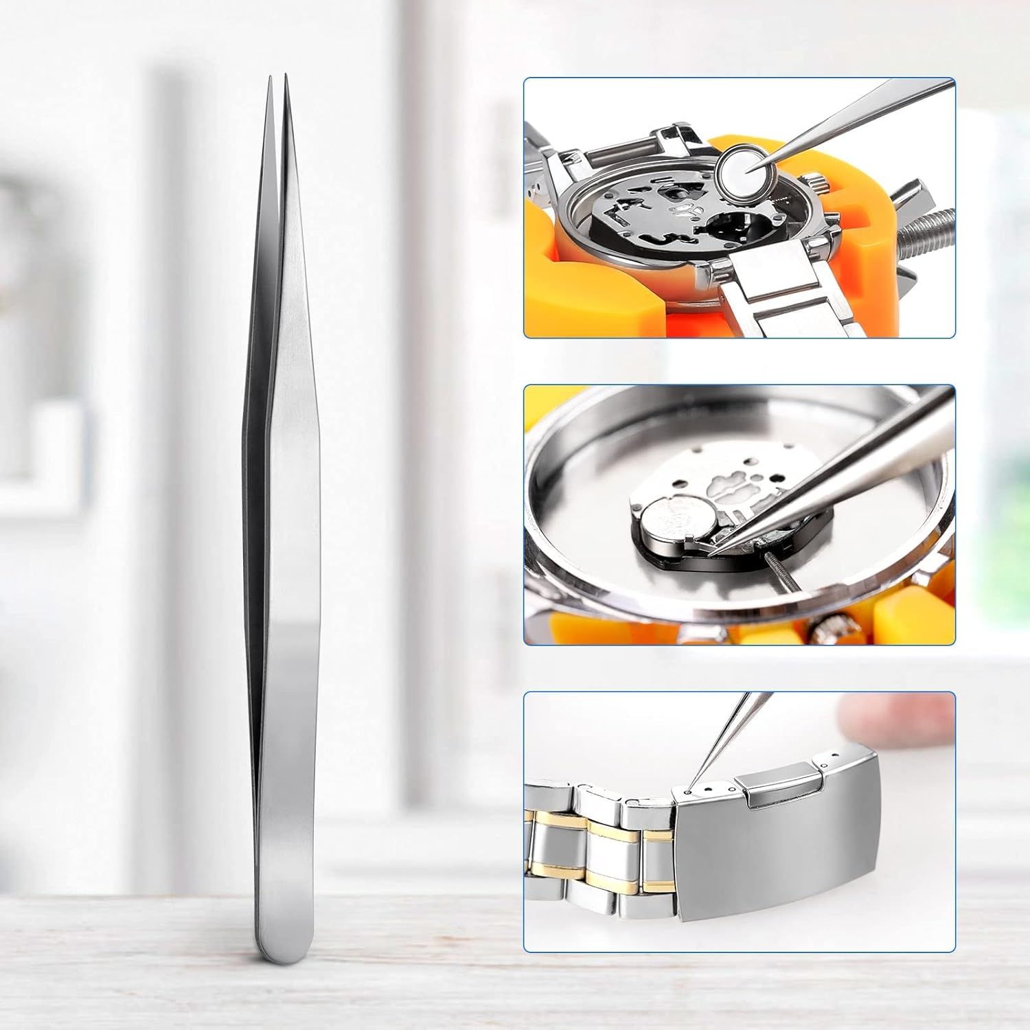 Demonstrates the precision engineering and quality construction of the watch by showing detailed close-ups of the internal mechanism and band assembly, reassuring shoppers of the product's…