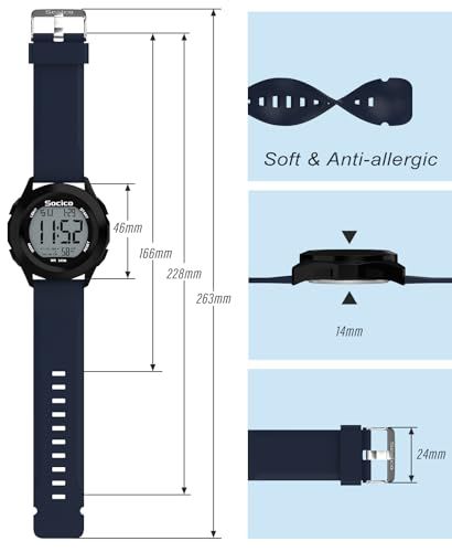 Provides precise dimensional measurements of the watch and strap to help shoppers understand the physical size and fit of the product. Highlights multiple product benefits including the soft,…