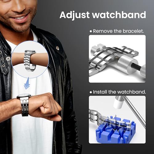Demonstrates the step-by-step process for adjusting and installing a watchband, reassuring shoppers that the product is easy to customize and set up.