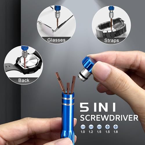 Demonstrates the screwdriver's versatility by showing multiple real-world applications (repairing glasses, straps, and electronics) to reassure shoppers it's a multi-purpose tool suitable for…