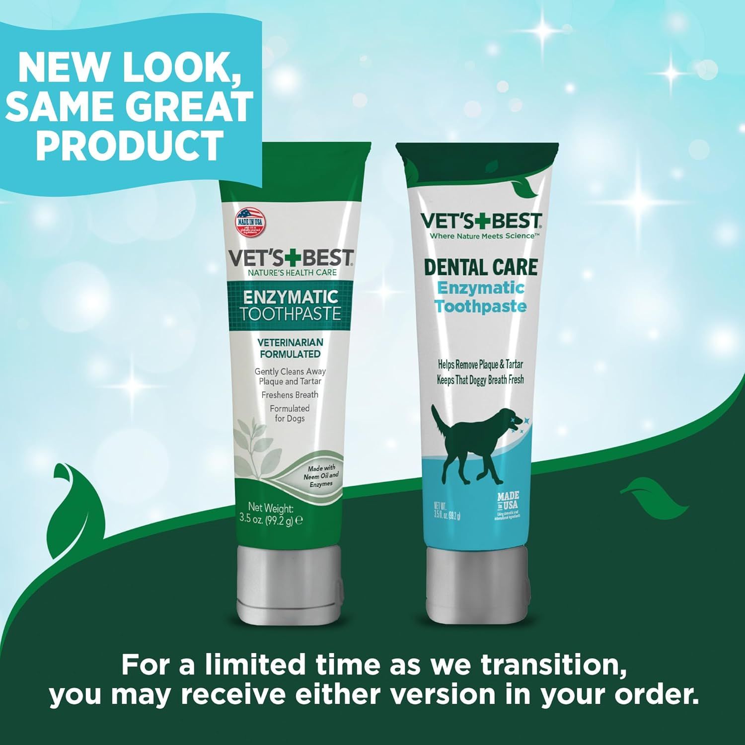 Informs shoppers that the product is undergoing a packaging redesign and they may receive either the old or new version during the transition period, maintaining trust and managing expectations.