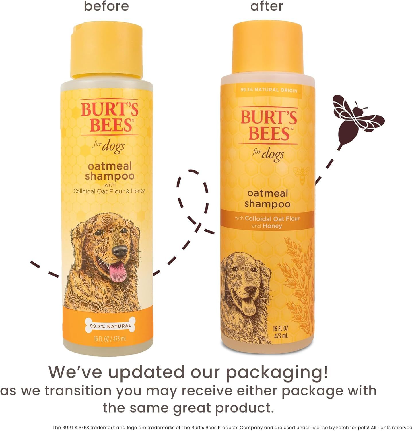 Informs shoppers that the brand has updated its packaging design and reassures them that they may receive either version during the transition period, but the product formula remains the same.