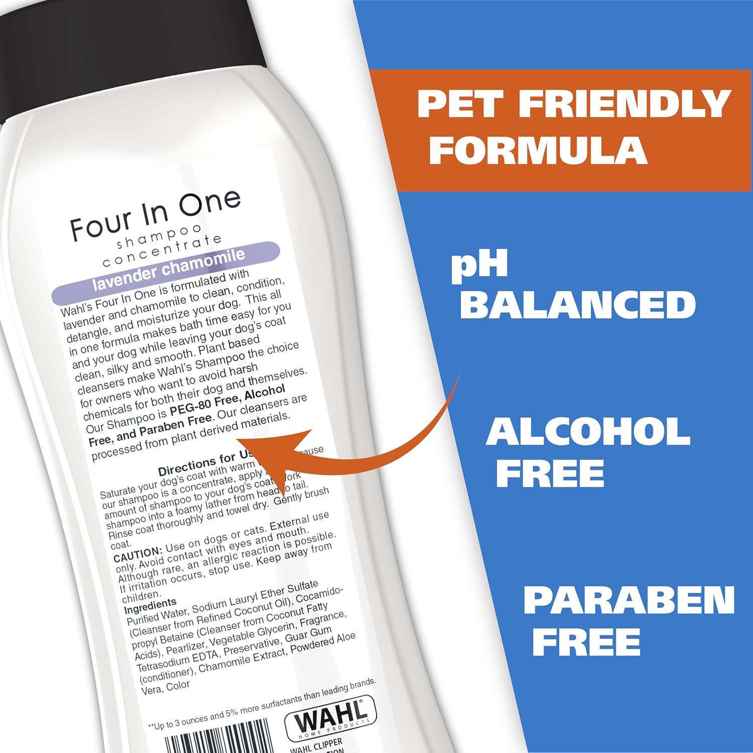 Communicates multiple safety and quality benefits of the dog shampoo formula to reassure pet owners that the product is gentle, safe, and free from harsh chemicals.