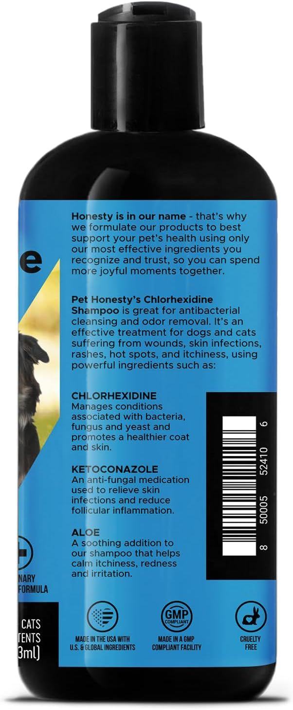 Breaks down the key active ingredients in the pet shampoo and explains what each component does to treat bacterial and fungal skin conditions, reassuring pet owners of the product's effectiveness.