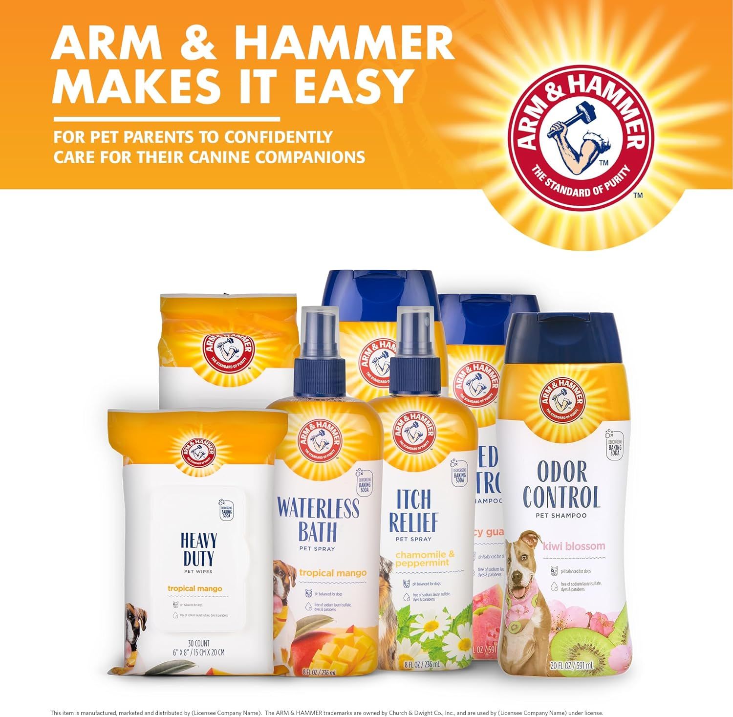 Showcases the Arm & Hammer pet care product portfolio to help shoppers understand the brand's range of offerings and build trust through brand recognition and heritage messaging.