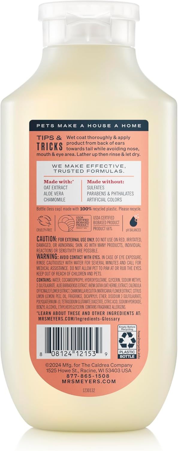 Communicates multiple product benefits including how to use it, what it's made with and without, sustainability credentials (recycled plastic, USDA certified), and cruelty-free status to build trust…