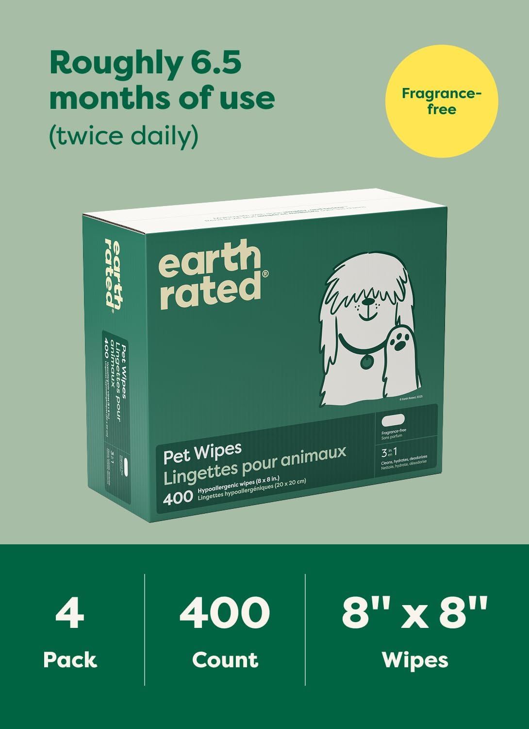 Communicates the product's value and longevity by highlighting that one package provides roughly 6.5 months of use when used twice daily, along with quantity and size specifications to help shoppers…