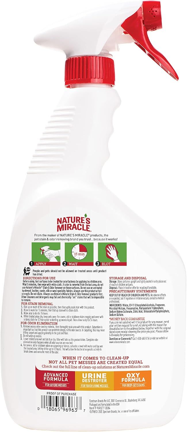 Provides clear step-by-step instructions on how to use the pet stain and odor remover, reassuring shoppers that the product is easy to apply and effective. Highlights the brand's multiple product…