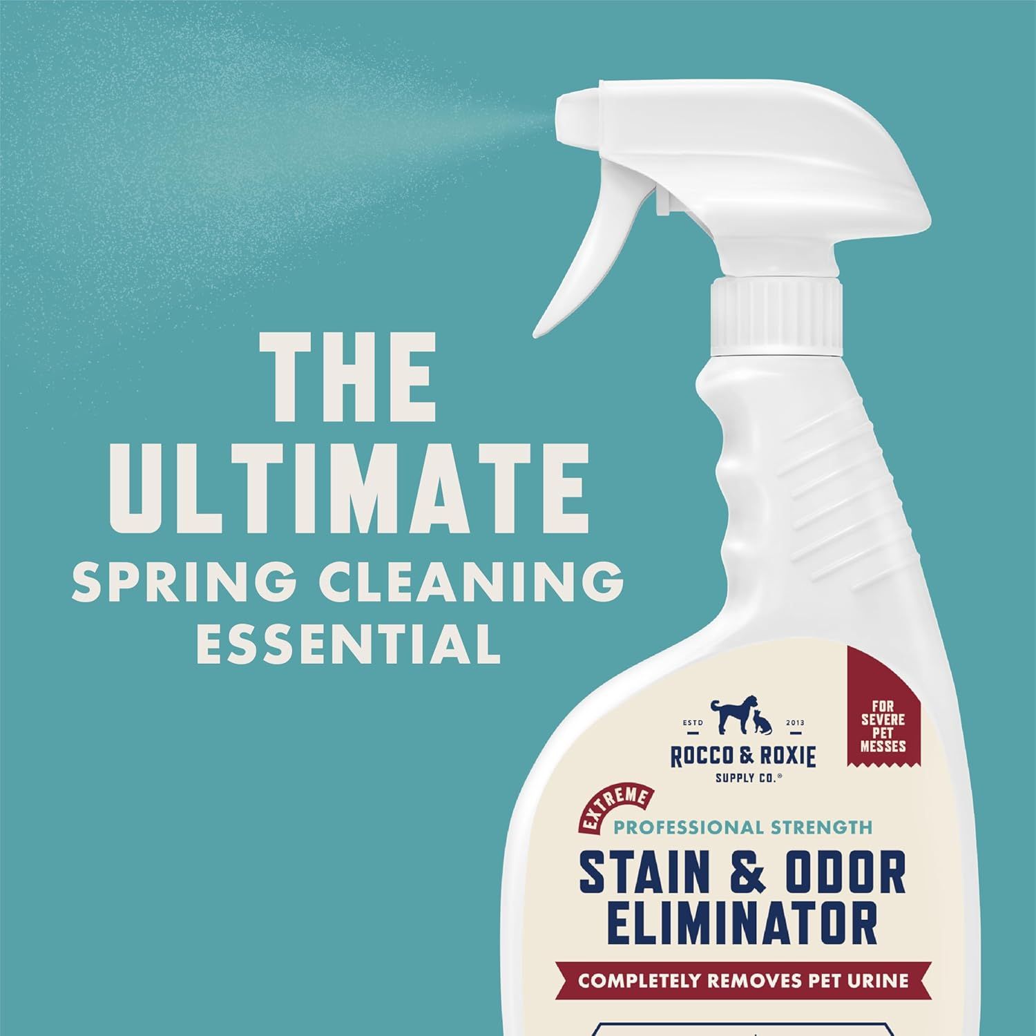 Positions the product as the essential solution for spring cleaning tasks, specifically targeting pet owners dealing with stains and odors during seasonal cleaning. Communicates the product's core…