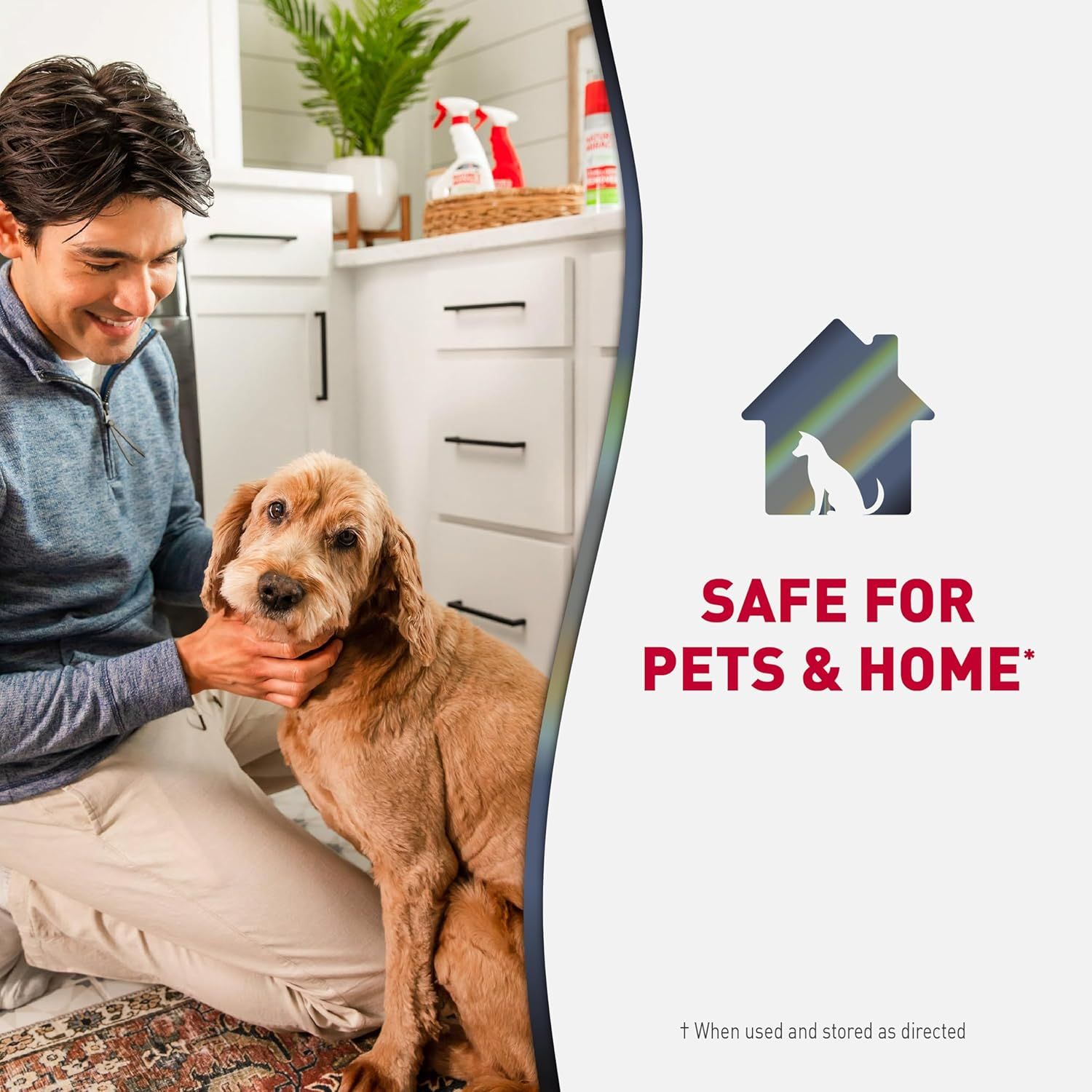 Reassures shoppers that the product is safe to use around pets and in the home when used as directed.