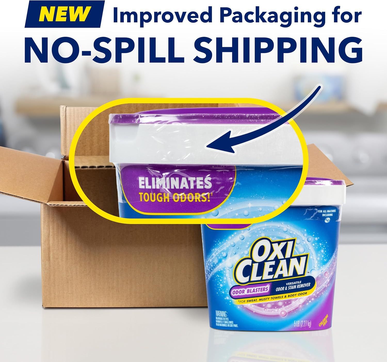 Reassures shoppers that the product features improved packaging designed to prevent spills during shipping, addressing a common concern with liquid products.