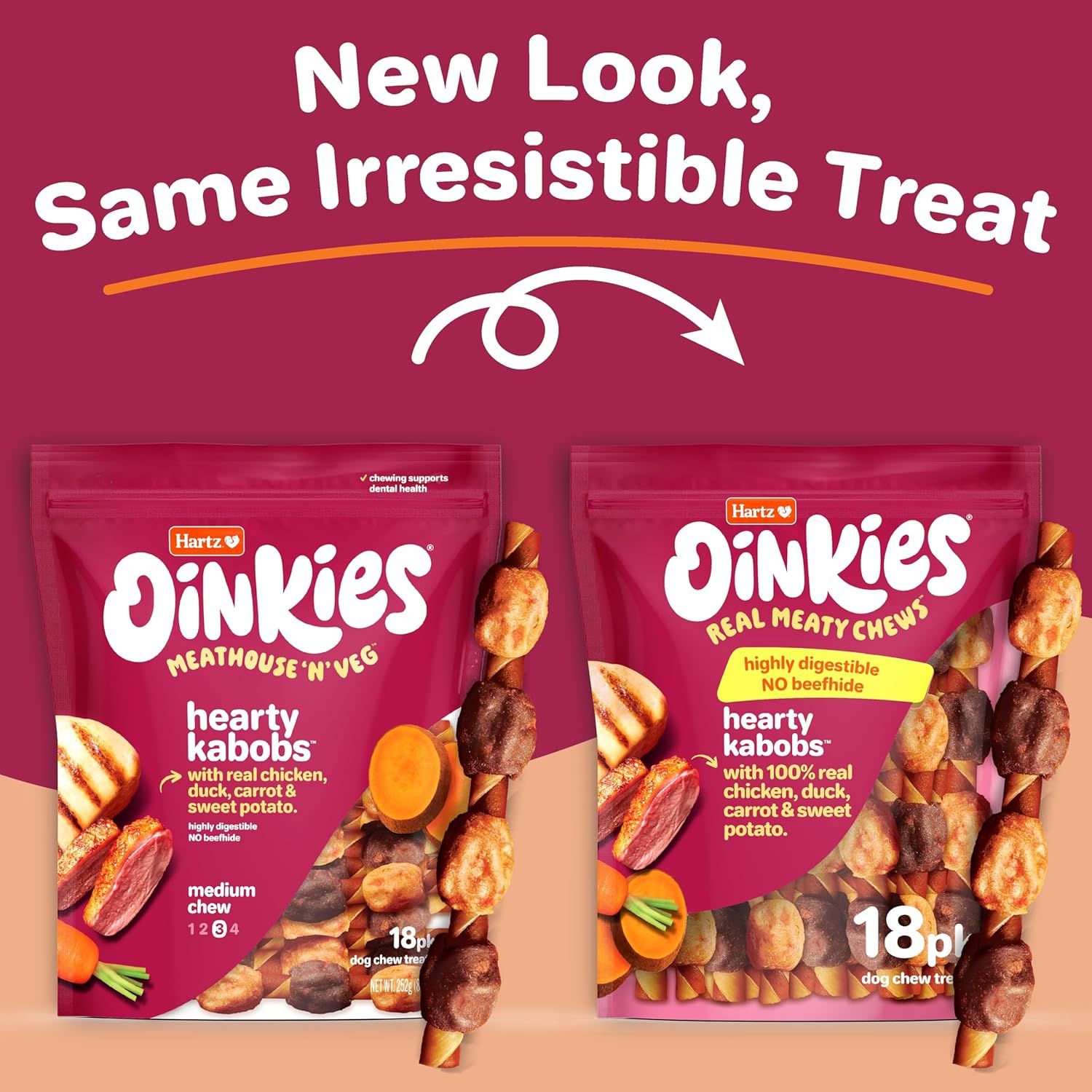 Communicates that the product has updated packaging while reassuring customers that the product formula and quality remain the same. Shows both old and new packaging side-by-side to help shoppers…