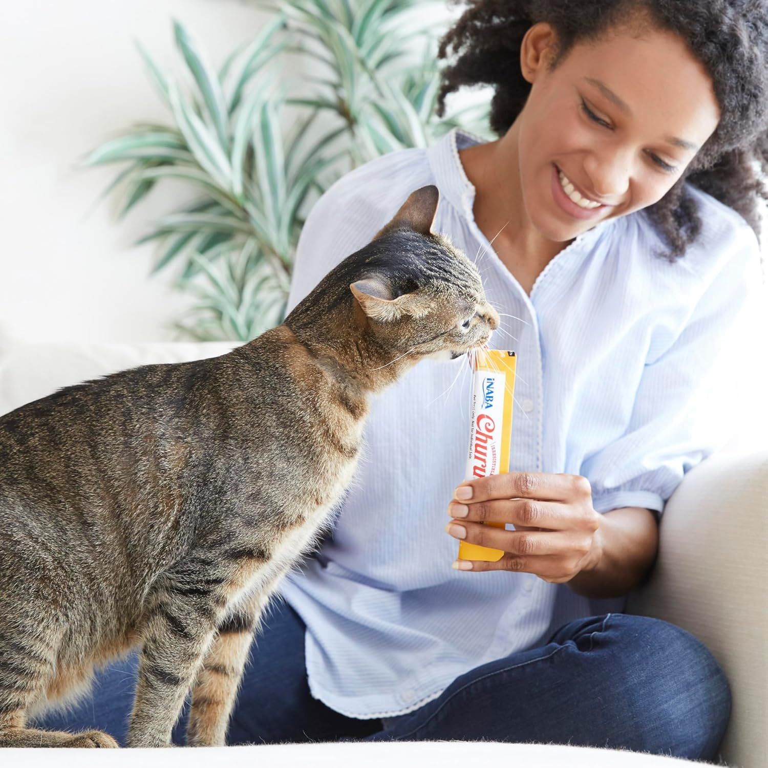 Demonstrates the product being enjoyed by a cat in a real-world home setting, creating an emotional connection and showing natural product interaction.