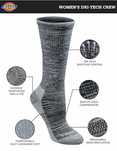 This image breaks down the sock's physical construction zones and technical features, using callout circles and arrows to highlight specific areas like moisture control fabric, reinforced zones,…