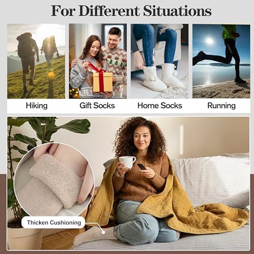Demonstrates the versatility of the sock product by showing it can be used across multiple different situations and lifestyles, from outdoor activities to home comfort to gifting occasions.