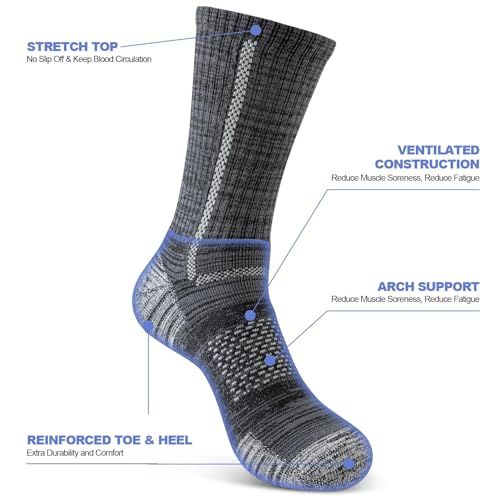 This image breaks down the sock's physical construction zones to show shoppers the specific design features and materials used in each area, helping them understand the product's technical build…