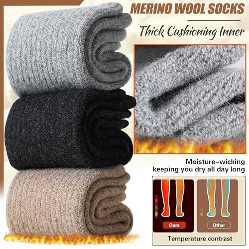 Communicates multiple key benefits of the merino wool socks including thick cushioning, moisture-wicking properties, and superior temperature regulation compared to competitors. Demonstrates the…