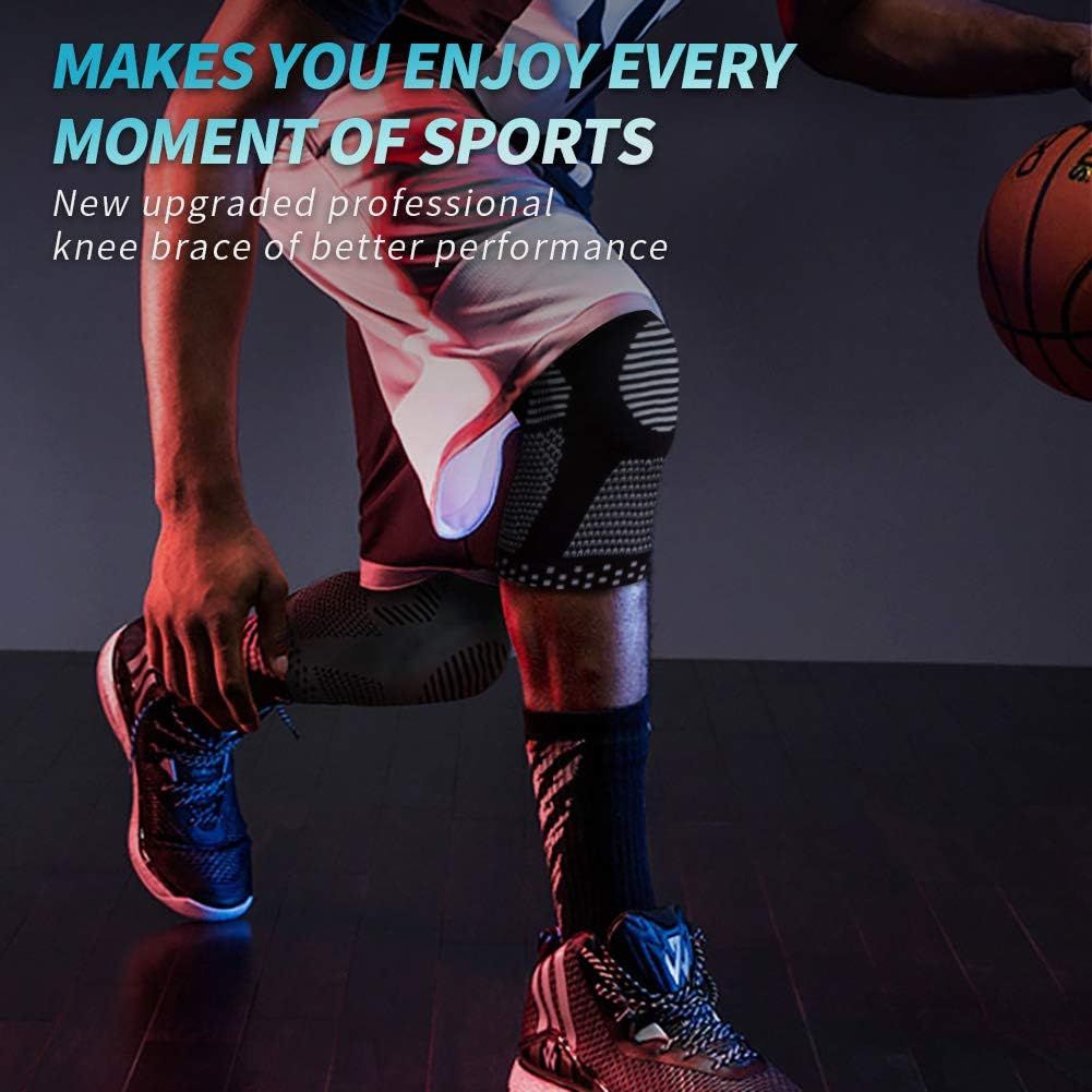 Highlights the upgraded professional knee brace designed to enhance sports performance and help athletes enjoy every moment of their activity.