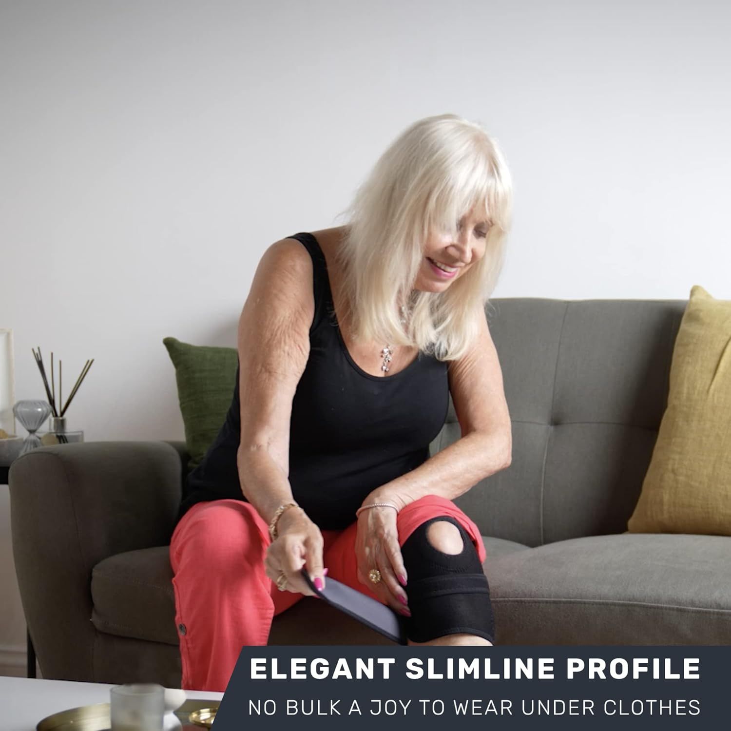 Communicates that the product has a sleek, low-profile design that can be worn discreetly under clothing without creating visible bulk.