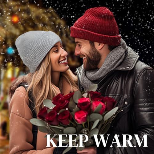 Positions the product (beanies/winter accessories) as a perfect gift for the holiday season, evoking warmth, romance, and seasonal joy. Shows the product in use in a real-world winter holiday…