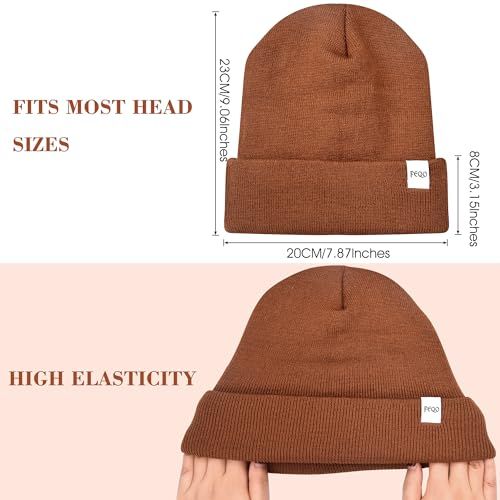 Communicates the physical dimensions of the beanie (20cm x 23cm) and reassures shoppers that it fits most head sizes, helping them understand the product's size before purchase. Demonstrates the…