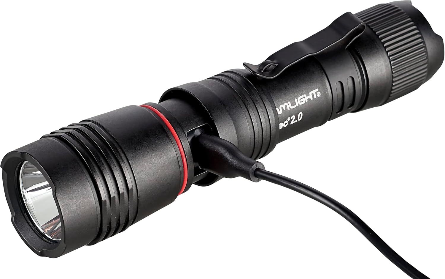 Provides a clean, catalog-style view of the flashlight on a white background with no distractions, allowing shoppers to see the product clearly.