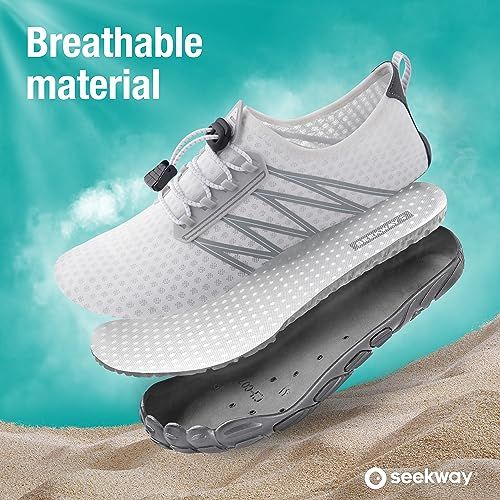 Highlights the shoe's breathable mesh material to reassure shoppers that the product provides comfort and ventilation during wear.