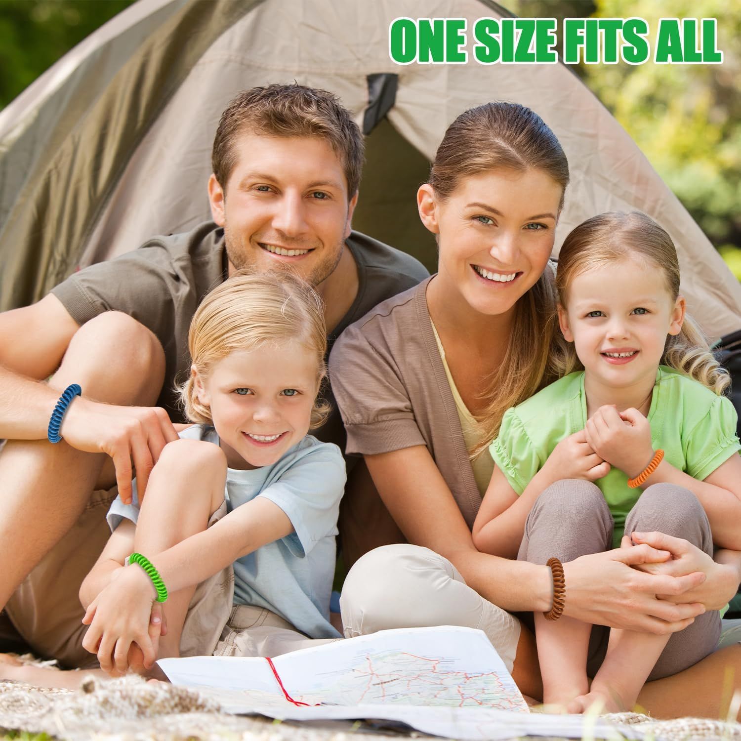 Communicates that the product (likely wristbands or accessories) is universally sized and suitable for the entire family, from children to adults.