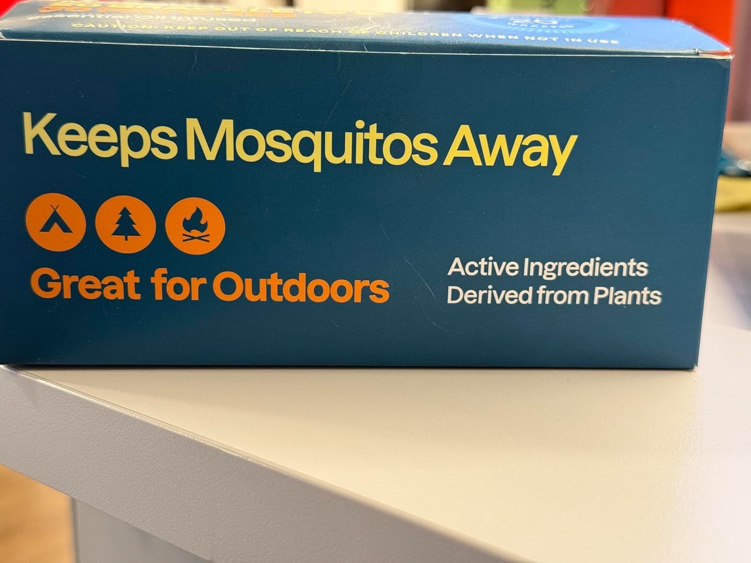 Communicates the primary benefit of keeping mosquitoes away while highlighting its suitability for outdoor activities and natural plant-based formulation to reassure shoppers about effectiveness and…