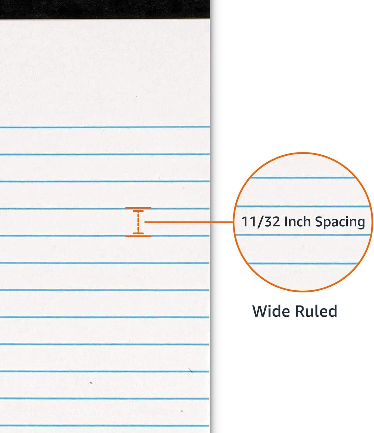 Communicates the precise line spacing specification of the ruled paper to help shoppers understand the writing space and suitability for their needs.