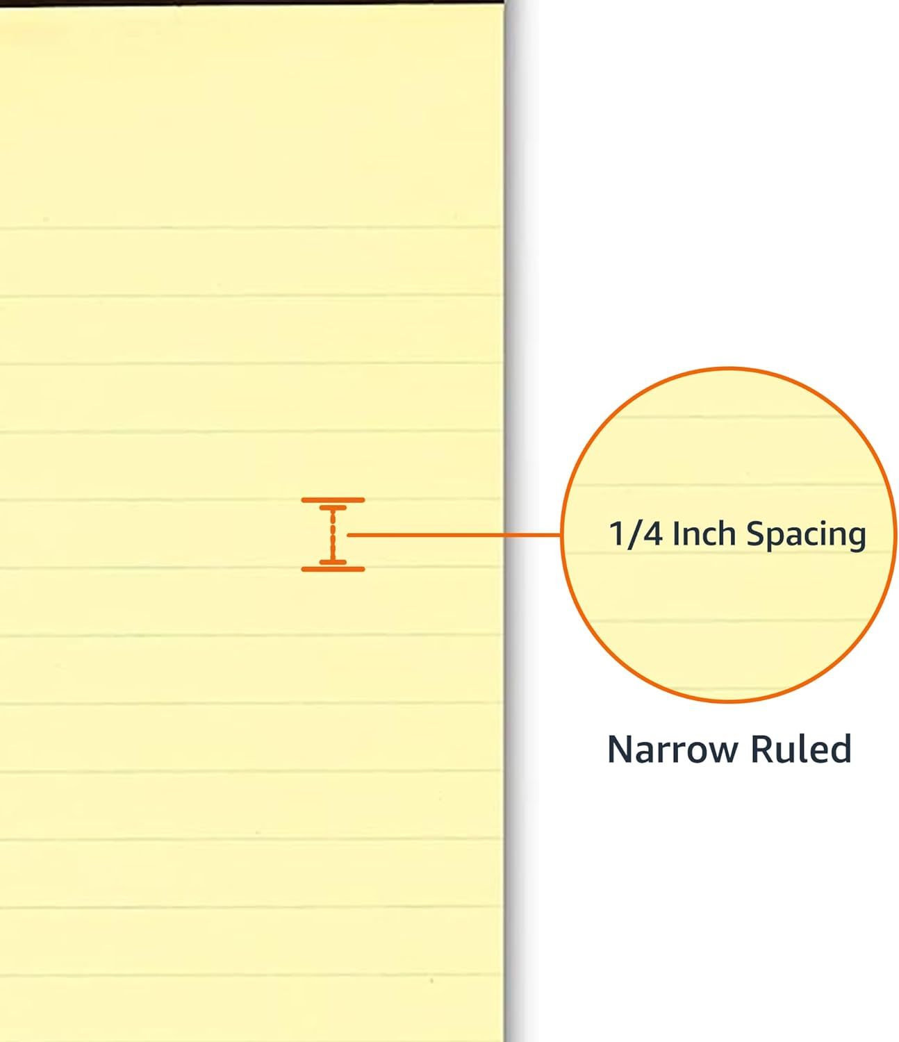 Communicates the precise line spacing measurement of the narrow ruled paper to help shoppers understand the product specifications and determine if it meets their writing needs.