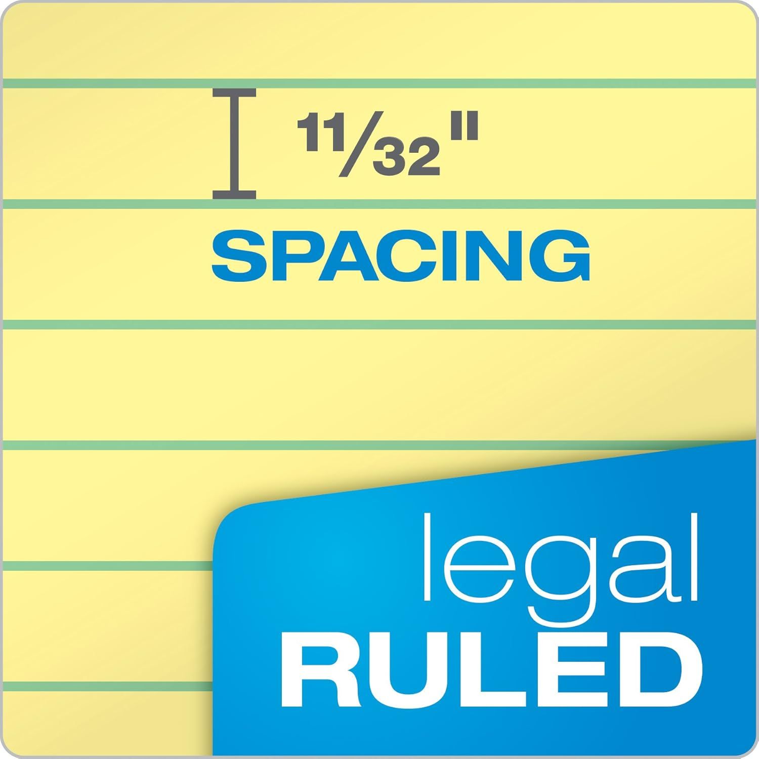 Communicates the exact spacing measurement between ruled lines on the paper product to help shoppers understand the physical dimensions and suitability for their writing needs.