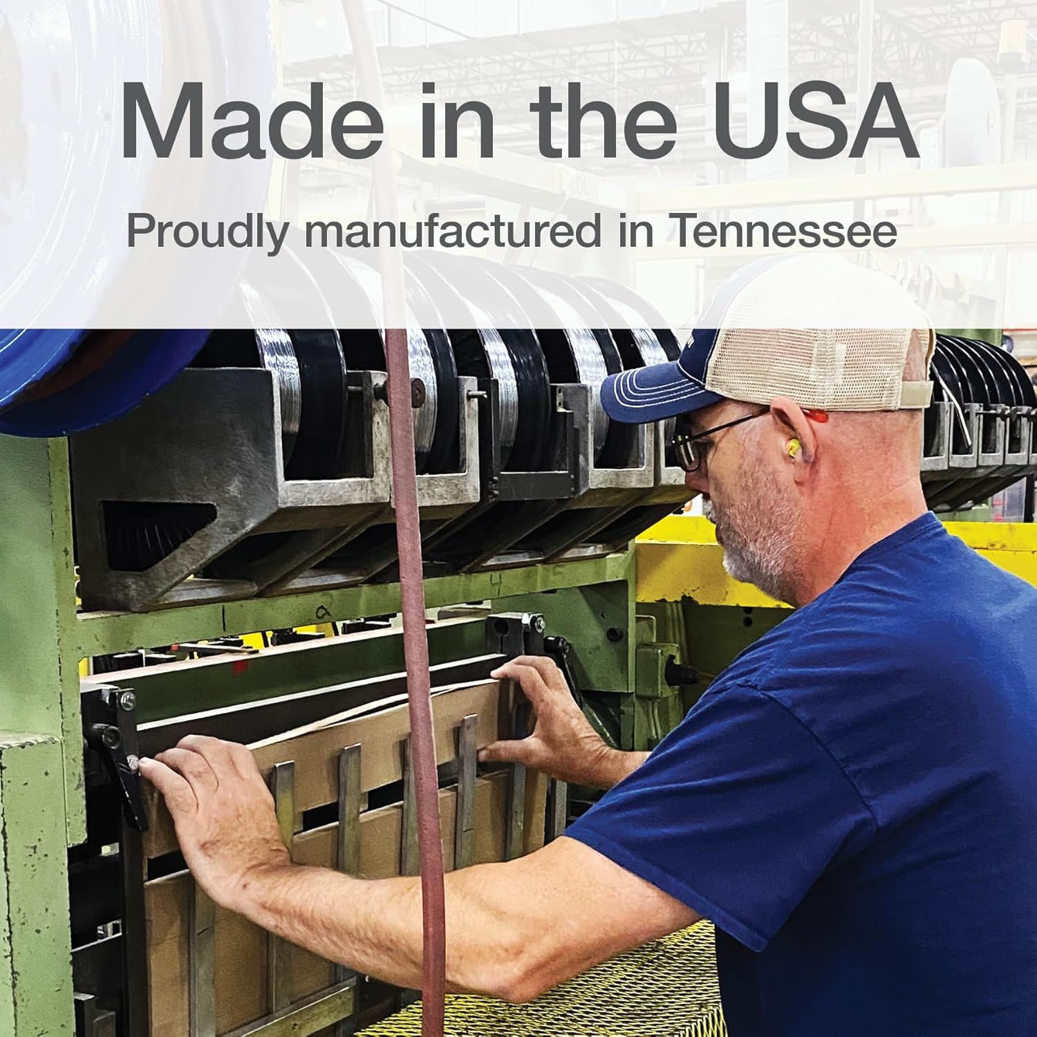 Communicates the brand's American manufacturing heritage and local production origin to build trust and appeal to shoppers who value domestic products.