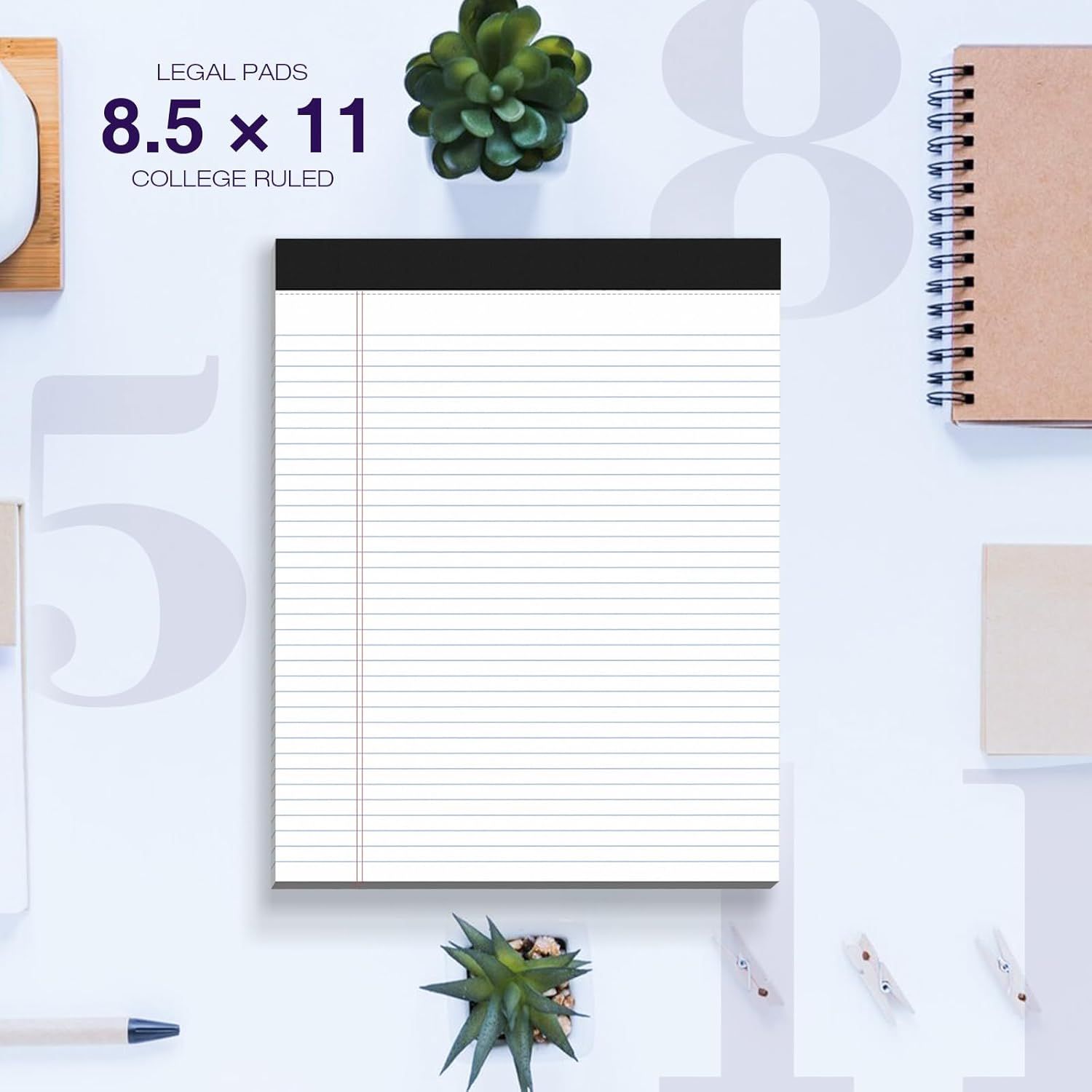 Communicates the physical dimensions and format of the legal pad to help shoppers understand the exact size they will receive.