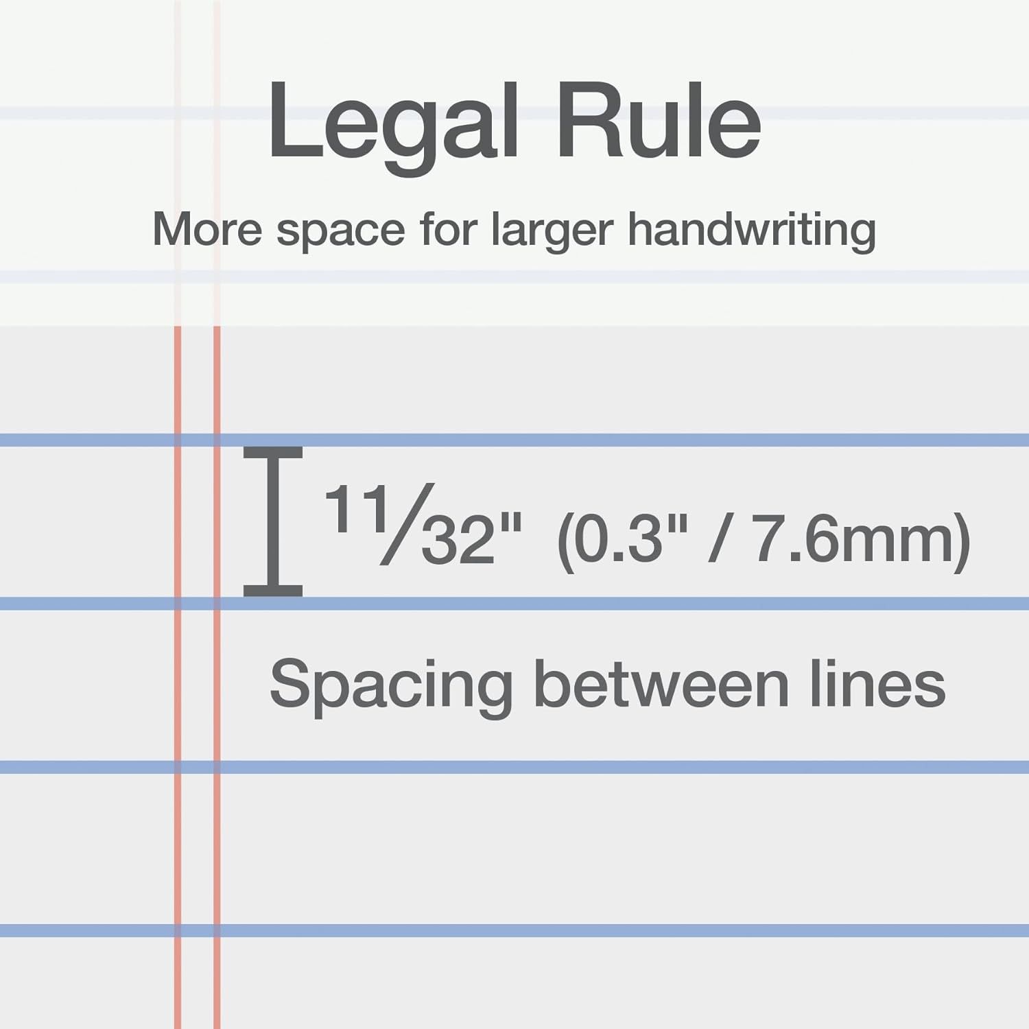 Communicates the precise spacing between lines (11/32 inch or 7.6mm) to help shoppers understand the product's suitability for larger handwriting or specific writing needs.