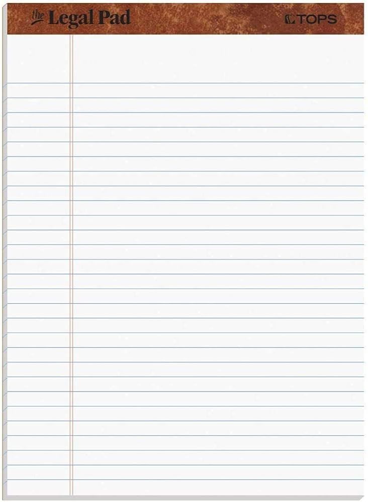 Displays the legal pad product in a clean, catalog-style format showing the lined paper design and TOPS branding without distractions.