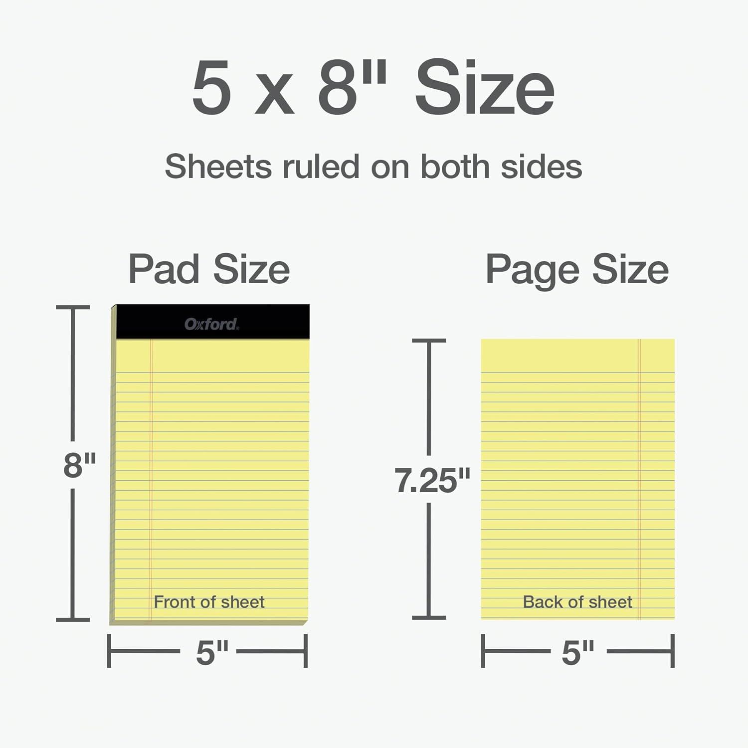 Explains the exact physical dimensions of the notepad and individual sheets, helping shoppers understand the product size before purchase.