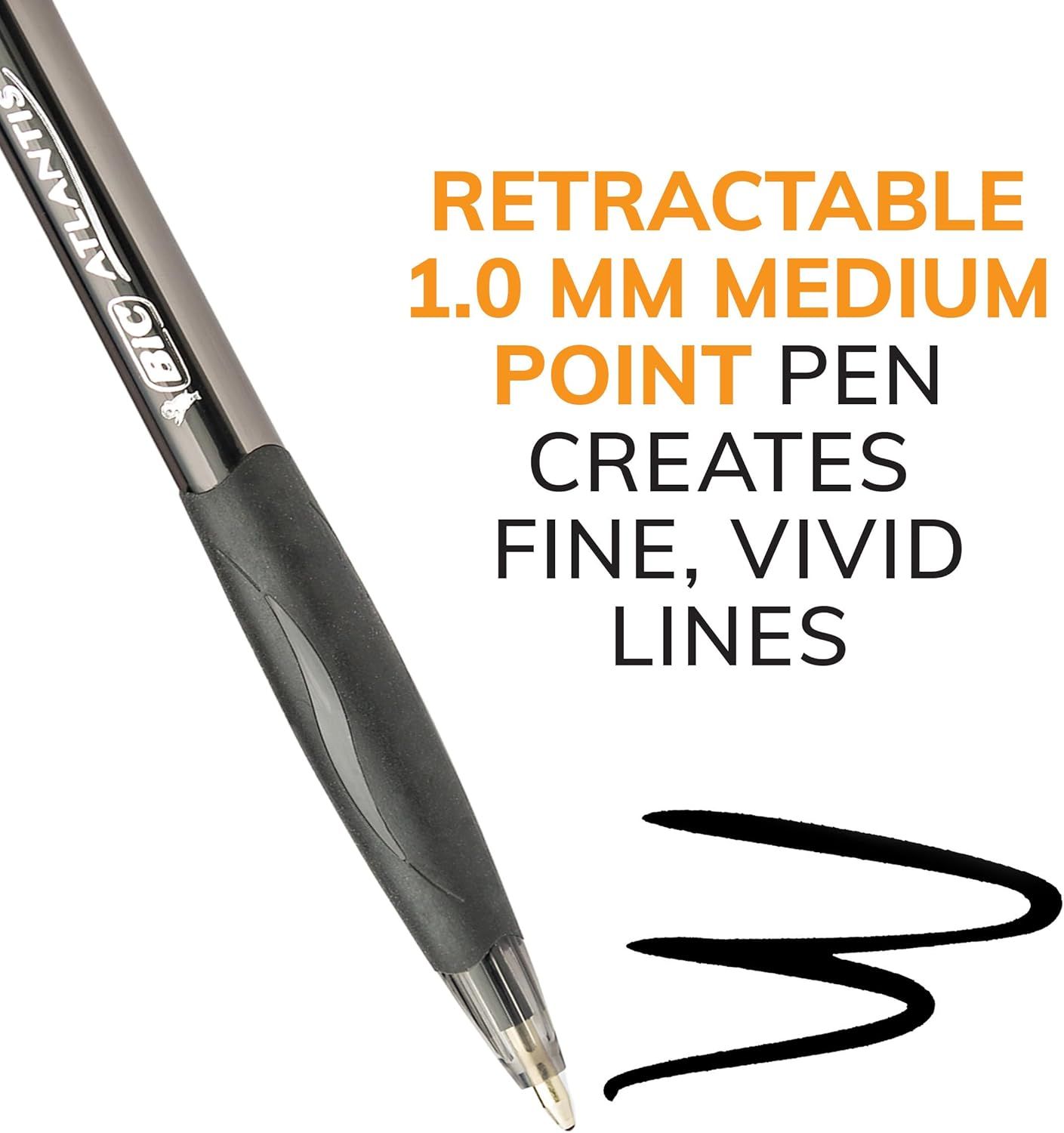 Communicates the pen's precise 1.0mm medium point tip and its ability to create fine, vivid lines, reassuring shoppers about the writing quality and precision.