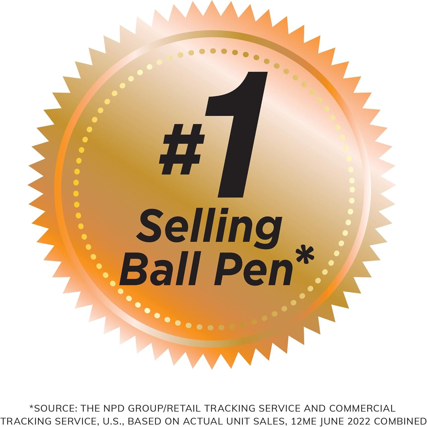 Communicates market leadership and popularity by highlighting that this is the number one selling ball pen, building trust and social proof with shoppers.