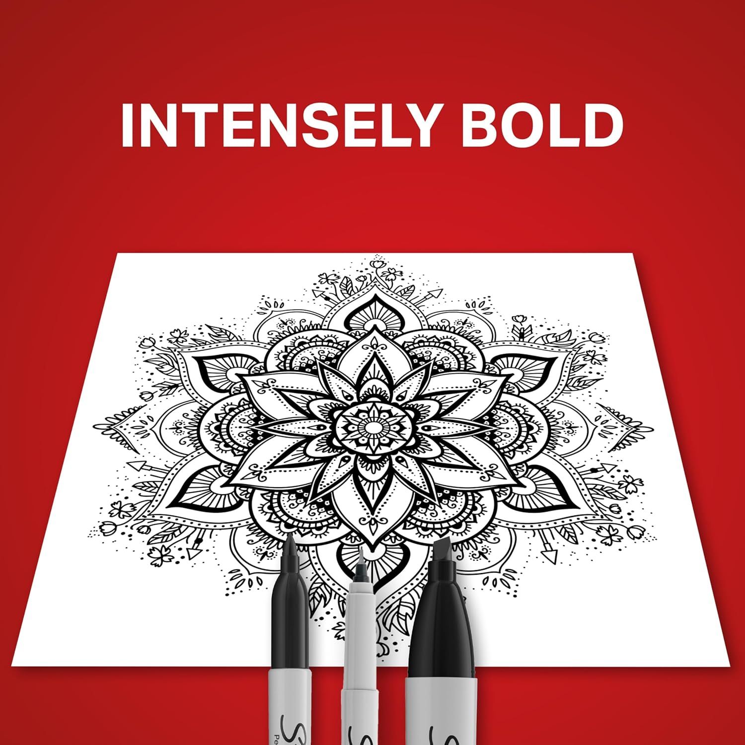 Demonstrates the pens' ability to create intensely bold, precise lines ideal for detailed artwork and intricate designs.