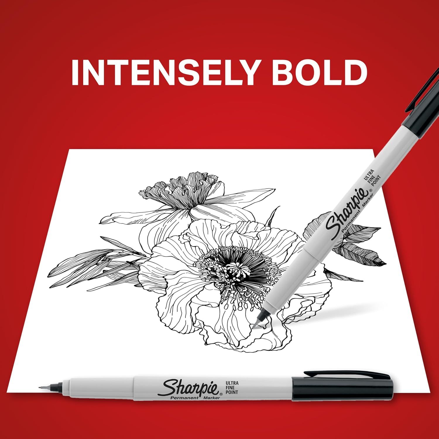Demonstrates the marker's ability to create intensely bold, detailed line work for artistic applications, reassuring shoppers of its precision and quality for drawing.