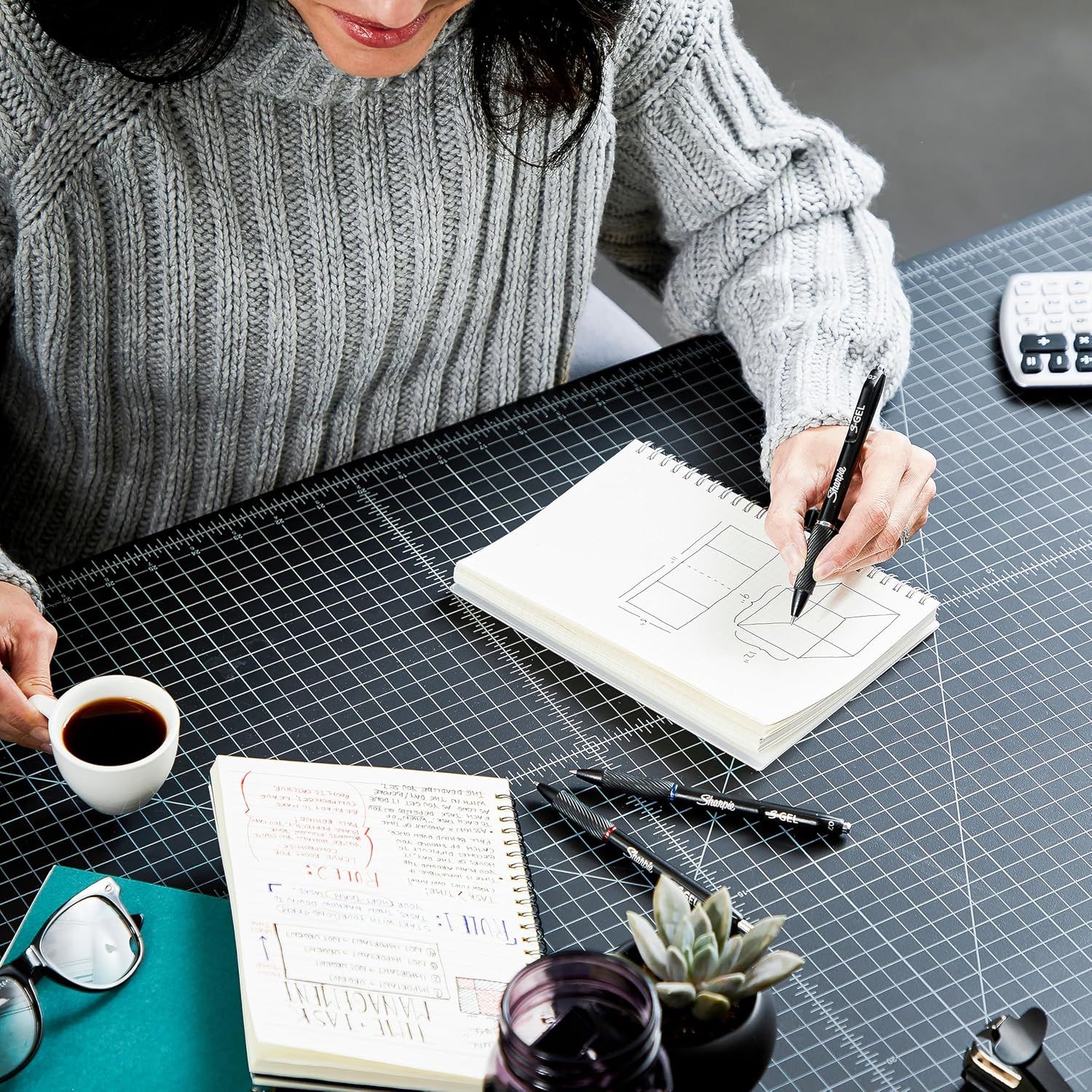 Demonstrates the product being used in a real-world creative/professional setting to help shoppers visualize how it fits into their daily life and work routine.