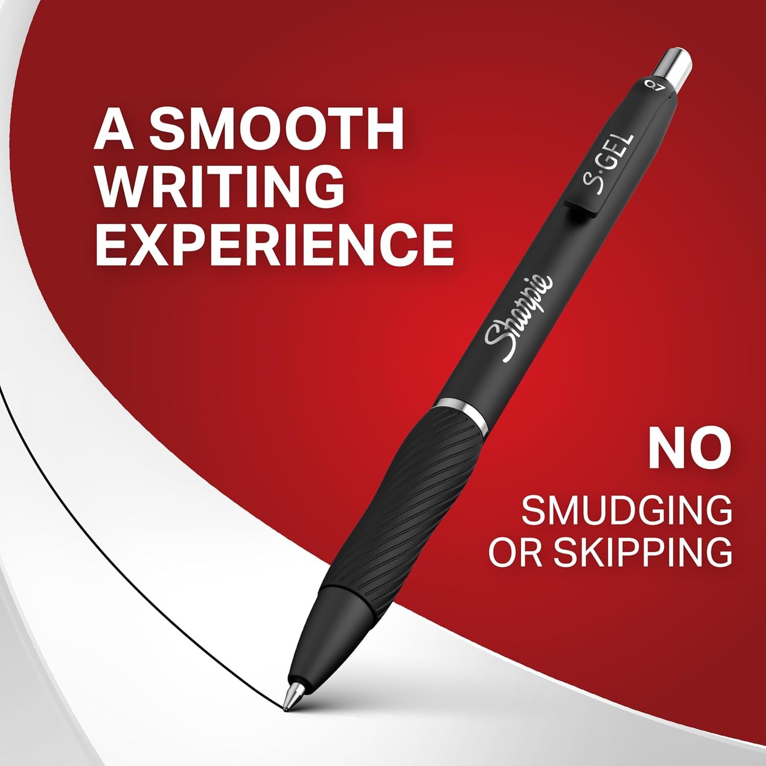 Communicates the pen's smooth writing performance and reliability, reassuring shoppers that it delivers a clean, consistent writing experience without common pen problems.
