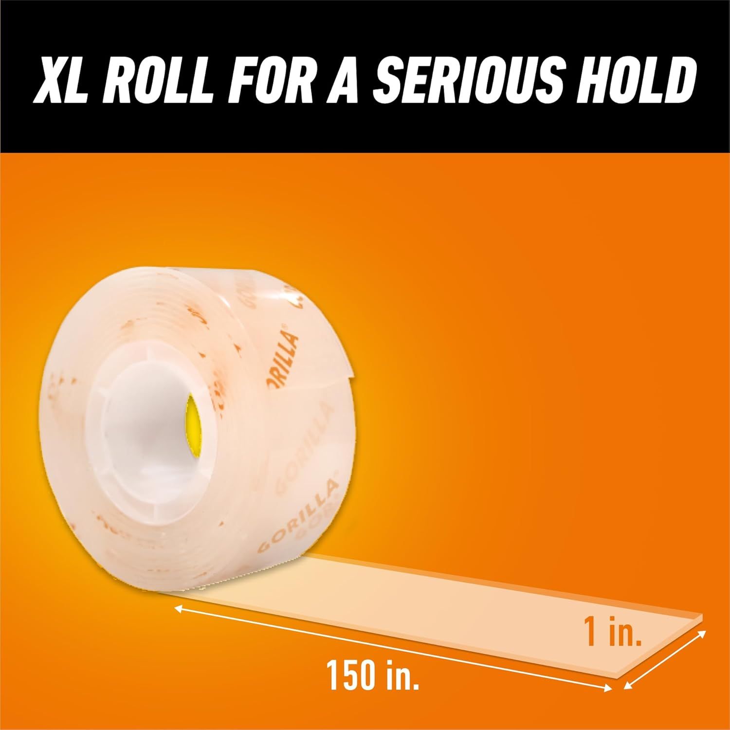 Communicates the physical dimensions of the tape roll (150 inches long by 1 inch wide) to help shoppers understand the product size and quantity they are purchasing. Highlights that this is an…