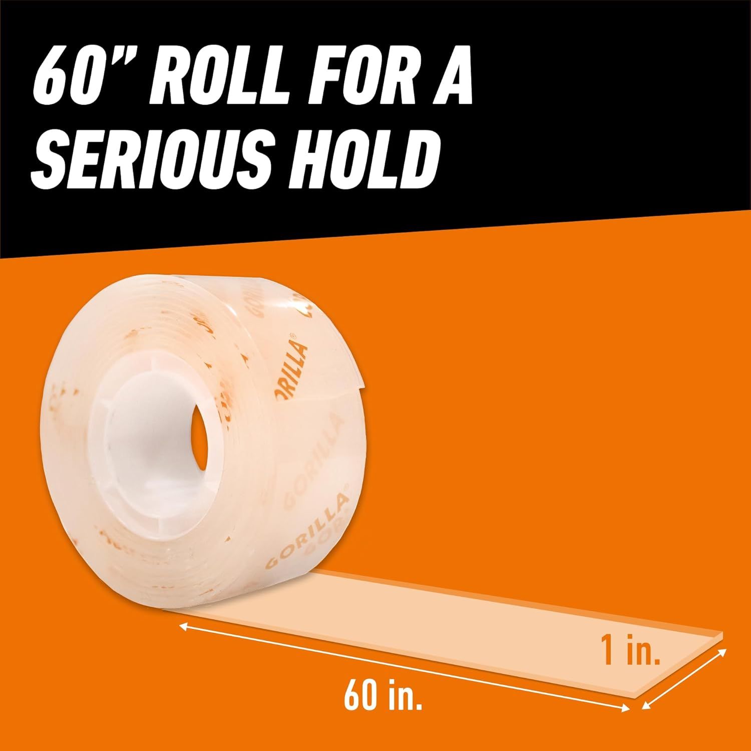 Communicates the physical dimensions of the tape roll to help shoppers understand the product size and ensure it meets their needs for serious holding applications.