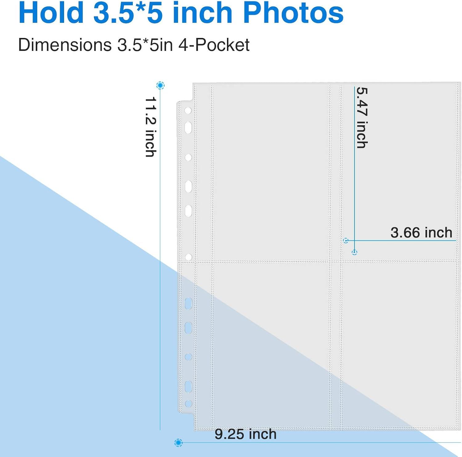 Communicates the exact physical dimensions of the photo organizer (11.2 x 5.47 x 3.66 x 9.25 inches) and its capacity to hold 3.5x5 inch photos, helping shoppers understand the product's size and…
