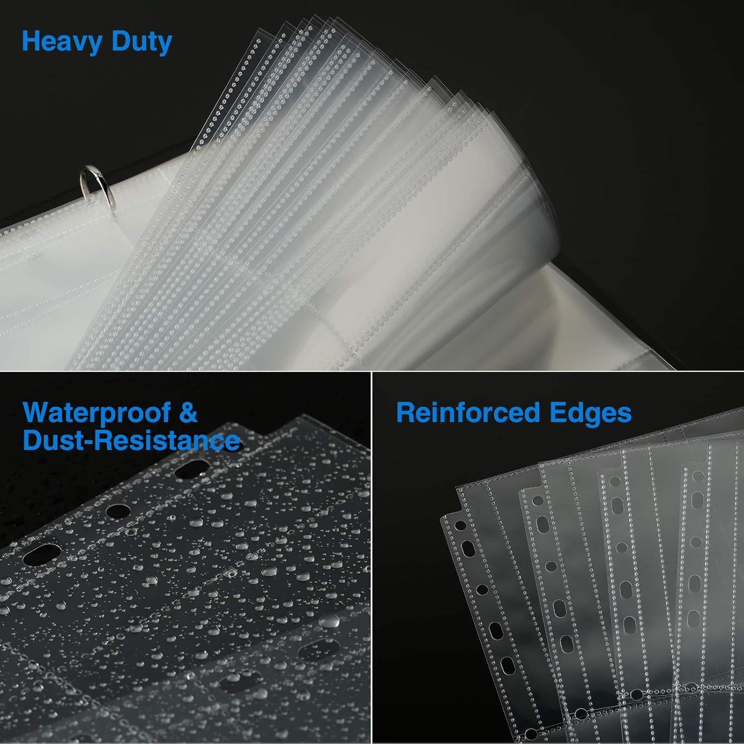 Communicates three distinct durability and protection benefits of the product through a visually segmented layout, reassuring shoppers that the product is built to withstand heavy use, moisture,…