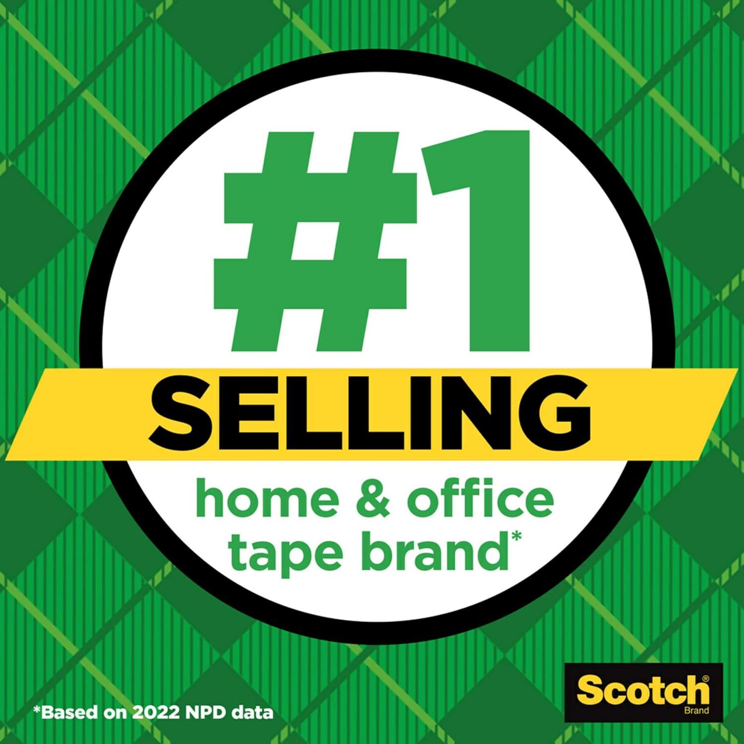 Communicates market leadership and dominance by highlighting that this is the #1 selling tape brand in its category, building trust and credibility with shoppers. Reinforces the Scotch brand…