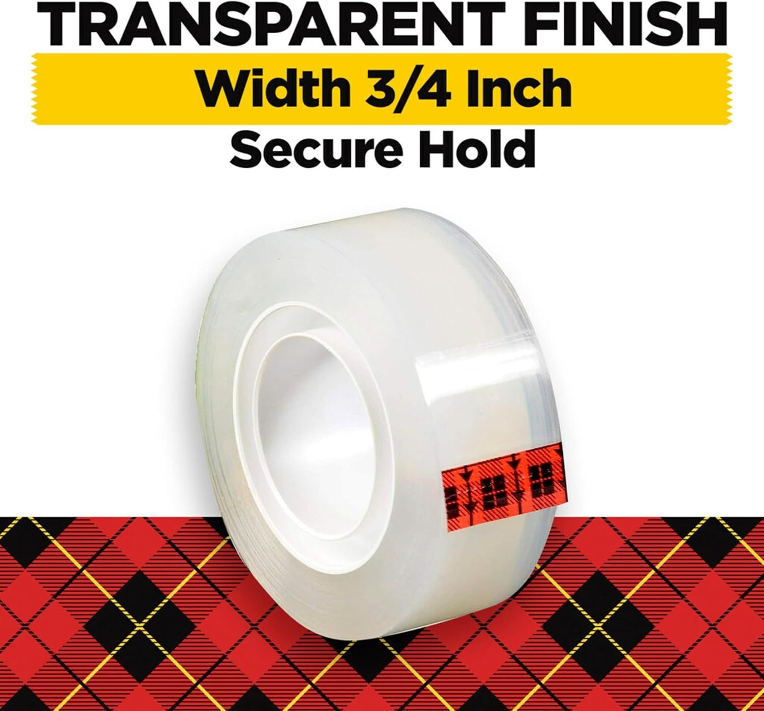 Communicates three distinct product features in a segmented layout: the transparent finish, the specific width dimension, and the secure holding capability to help shoppers understand key product…